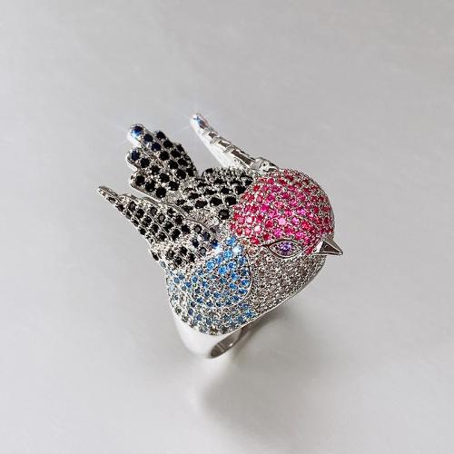 Cubic Zirconia Micro Pave Brass Ring, Bird, different size for choice & micro pave cubic zirconia & for woman, Sold By PC