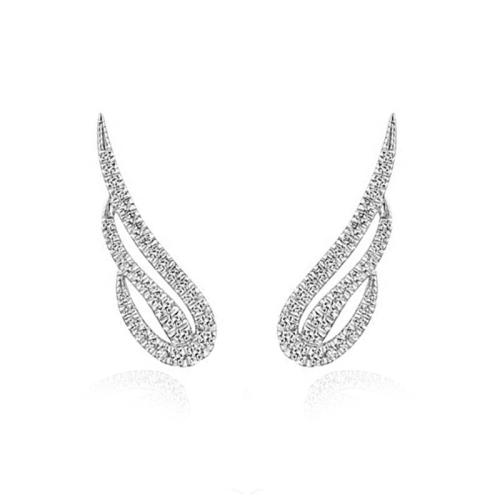 Boucles d'oreilles en laiton zircon cubique pavent, aile d'ange, bijoux de mode & pavé de micro zircon & pour femme, 21mm, Vendu par paire