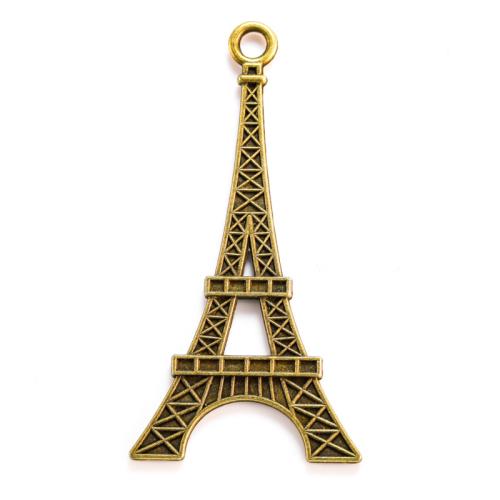 Colgantes de Aleación de Zinc, Torre Eiffel, chapado, Bricolaje, más colores para la opción, libre de níquel, plomo & cadmio, 36x68mm, Vendido por UD
