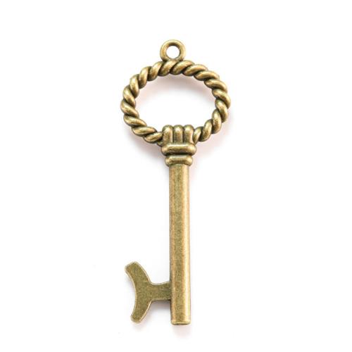 Tibetan Style Key Pendants, plated, DIY, more colors for choice, nickel, lead & cadmium free, 52x20mm, Approx 100PCs/Bag, Sold By Bag