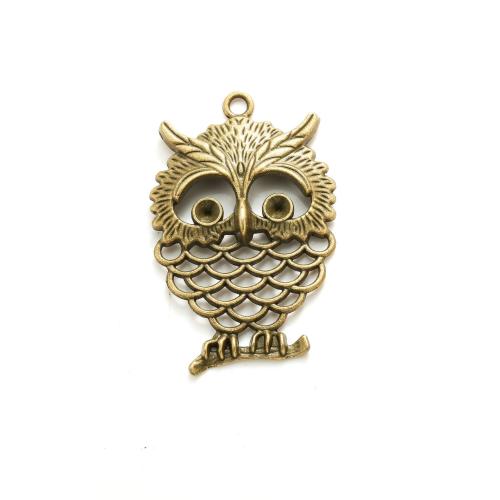 Tibetan Style Animal Pendants, Owl, plated, DIY, more colors for choice, nickel, lead & cadmium free, 57x37mm, Approx 100PCs/Bag, Sold By Bag