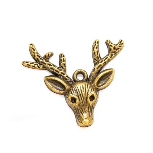 Tibetan Style Animal Pendants, Deer, plated, DIY, more colors for choice, nickel, lead & cadmium free, 32x36mm, Approx 100PCs/Bag, Sold By Bag