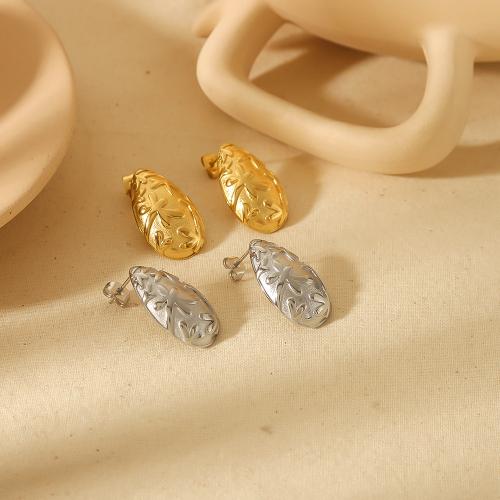 Stainless Steel Stud Earrings, 304 Stainless Steel, Teardrop, plated, for woman, more colors for choice, Sold By Pair