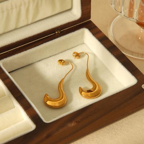 Stainless Steel Drop Earring, 304 Stainless Steel, gold color plated, for woman, Sold By Pair