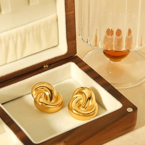 Stainless Steel Stud Earrings, 304 Stainless Steel, gold color plated, for woman, Sold By Pair