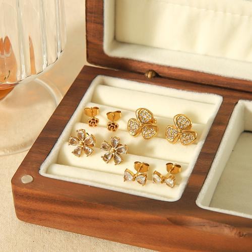 Stainless Steel Stud Earrings, 304 Stainless Steel, gold color plated, different styles for choice & for woman & with rhinestone, more colors for choice, Sold By Pair