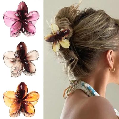 Hair Claw Clips, Acrylic, Flower, fashion jewelry, more colors for choice, 60x80mm, Sold By PC