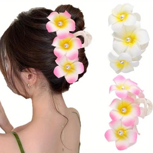 Hair Claw Clips, Plastic, Flower, fashion jewelry, more colors for choice, 120x60mm, Sold By PC