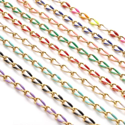 Stainless Steel Jewelry Chain, 304 Stainless Steel, plated, DIY & enamel, more colors for choice, Specification: 3.8*9.5mm, cardboard packing, 2m/Bag, Sold By Bag