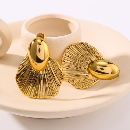 Stainless Steel Drop Earring, 304 Stainless Steel, gold color plated, fashion jewelry, golden, 30x38mm, Sold By Pair