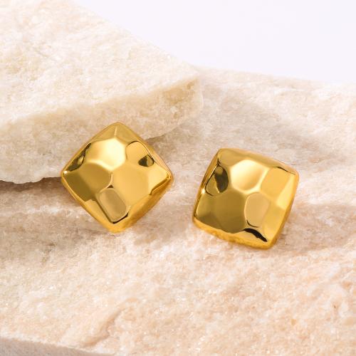 Stainless Steel Stud Earrings, 304 Stainless Steel, plated, fashion jewelry, golden, 22x22mm, Sold By Pair