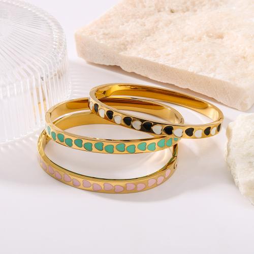 Stainless Steel Bangle, 304 Stainless Steel, gold color plated, fashion jewelry & enamel, more colors for choice, Sold By PC