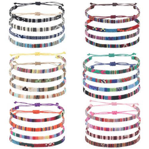 Fashion Create Wax Cord Bracelets, Seedbead, with Wax Cord, handmade, 4 pieces & Unisex & different styles for choice, mixed colors, Length:Approx 17-29 cm, Sold By Set