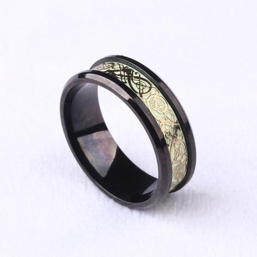 Titanium Steel Finger Ring, polished, different styles for choice & for man & luminated, black, wide:8mm, Sold By PC