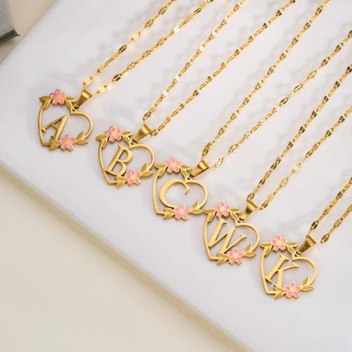 Stainless Steel Jewelry Necklace, 304 Stainless Steel, with 5cm extender chain, fashion jewelry & different designs for choice & for woman & enamel, golden, Length:38 cm, Sold By PC