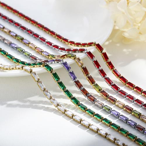 Edelstahl Schmuck Halskette, 304 Edelstahl, plattiert, Modeschmuck & verschiedene Stile für Wahl & Micro pave Zirkonia & für Frau, keine, verkauft von PC