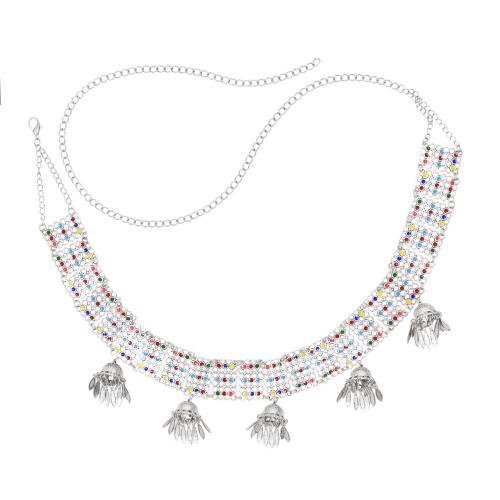 Body Chain Jewelry, Tibetan Style, fashion jewelry & for woman & enamel & hollow, silver color, Length:24.4 Inch, Sold By PC