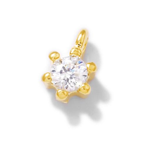 Cubic Zirconia Micro Pave Brass Pendant, real gold plated, DIY & micro pave cubic zirconia, gold, 6x6.50mm, Sold By PC
