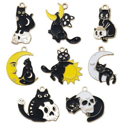 Tibetan Style Enamel Pendants, Cat, plated, DIY & different styles for choice, black, Sold By PC