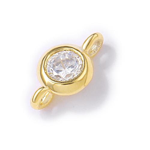 Cubic Zirconia Micro Pave Brass Connector, real gold plated, DIY & micro pave cubic zirconia, gold, 4x8mm, Sold By PC