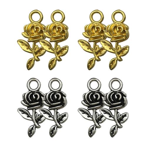 Tibetan Style Flower Pendants, Rose, plated, DIY, more colors for choice, 10x21mm, Sold By PC