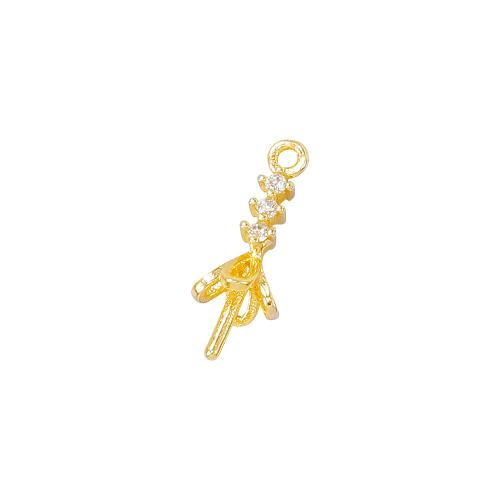 Brass Peg Bail, real gold plated, DIY & micro pave cubic zirconia, Crystal Gold, 15x3mm, Sold By PC