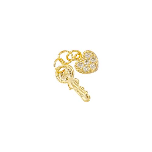 Cubic Zirconia Micro Pave Brass Pendant, real gold plated, DIY & micro pave cubic zirconia, Crystal Gold, 4x24mm, Sold By PC