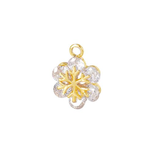 Cubic Zirconia Micro Pave Brass Pendant, real gold plated, DIY & micro pave cubic zirconia, Crystal Gold, 9x9mm, Sold By PC
