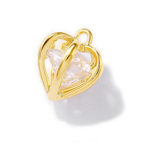 Cubic Zirconia Micro Pave Brass Pendant Heart real gold plated DIY & micro pave cubic zirconia Crystal Gold Sold By PC