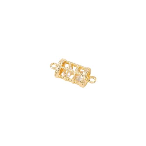 Cubic Zirconia Micro Pave Brass Connector, real gold plated, DIY & micro pave cubic zirconia, golden, 11x6.50mm, Sold By PC