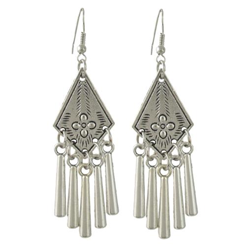 Tibetan Style Drop Earrings, vintage & for woman, silver color, Sold By Pair