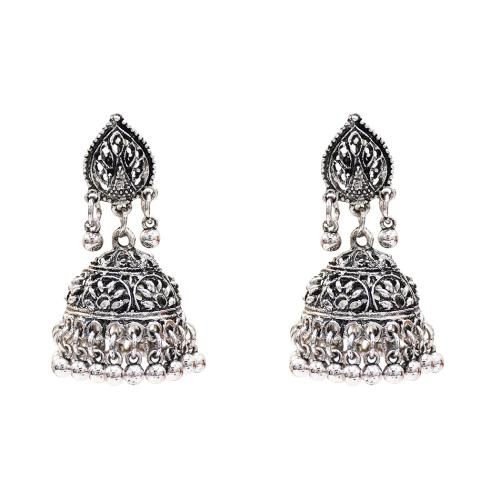 Tibetan Style Drop Earrings, plated, folk style & for woman, silver color, Sold By Pair