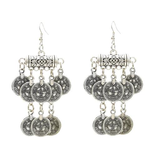 Zinklegierung Ohrringe, plattiert, Folk-Stil & für Frau, Silberfarbe, verkauft von Paar