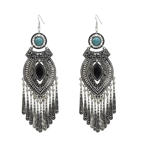Tibetan Style Drop Earrings, with turquoise, plated, vintage & for woman, more colors for choice, Sold By Pair