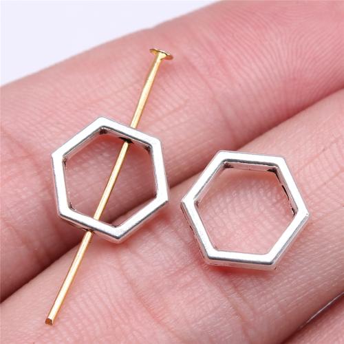 Tibetan Style Jewelry Beads, Hexagon, antique silver color plated, DIY, 11x11mm, Sold By PC