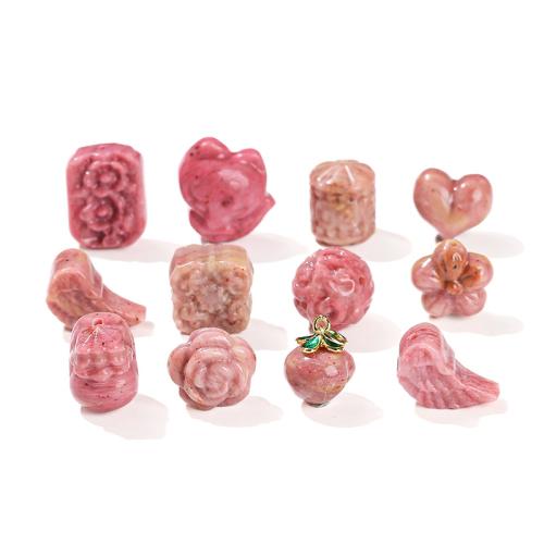 Natural Rhodonite Beads, Rhodochrosite, with Brass, polished, DIY & different styles for choice, Sold By PC