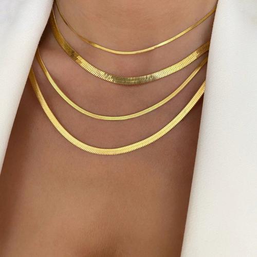 Титановые стали ожерелье, титан, ювелирные изделия моды & различной длины для выбора & Женский, Золотой, продается PC