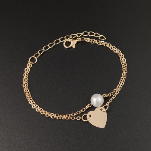 Bracelet en alliage de zinc, avec perle de plastique, avec 5cm chaînes de rallonge, bijoux de mode & pour femme, plus de couleurs à choisir, Longueur:Environ 16 cm, Vendu par PC