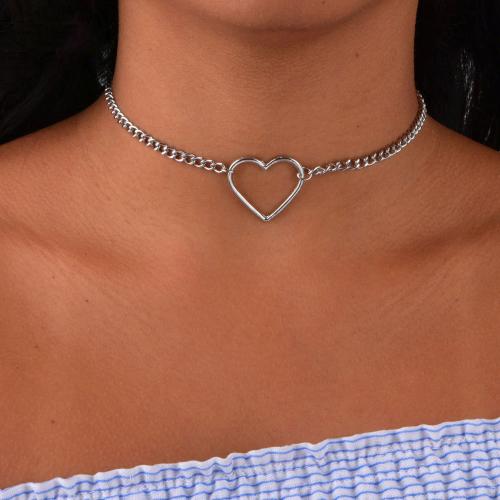 Ожерелье Мода Choker, цинковый сплав, с 10cm наполнитель цепи, ювелирные изделия моды & Женский, серебряный, длина:Приблизительно 30 см, продается PC
