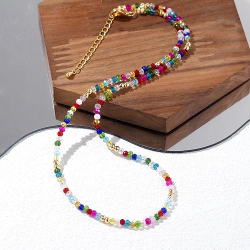Crystal Necklace, with Tibetan Style, with 5cm extender chain, fashion jewelry & for woman, multi-colored, Length:Approx 42 cm, Sold By PC