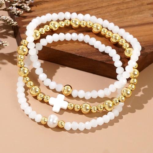 Crystal Bracelets, with Brass, three pieces & fashion jewelry & for woman, more colors for choice, Length:Approx 17.5 cm, Sold By Set