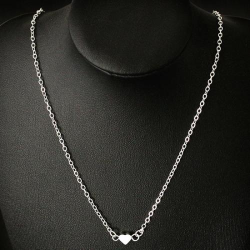 Collar de Aleación de Zinc, con 5.3cm extender cadena, Joyería & para mujer, plateado, longitud:aproximado 50 cm, Vendido por UD