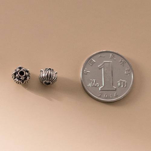 Spacer Perlen Schmuck, 925er Sterling Silber, Blumen-Knospe, DIY, 6.50x5.50mm, Bohrung:ca. 1.5mm, verkauft von PC