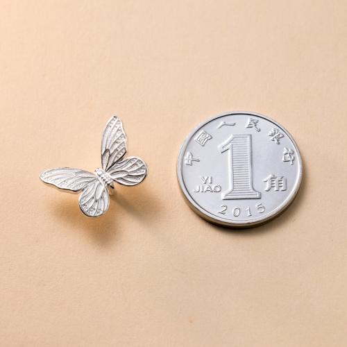 925 Sterling Silver Shank Button, Butterfly, DIY, more colors for choice, 15.50x10.50x5.50mm, Hole:Approx 1.6mm, Sold By PC