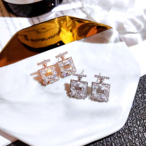 Cubic Zirconia Micro Pave Brass Earring, Perfume Bottle, fashion jewelry & micro pave cubic zirconia & for woman, more colors for choice, 13.50x10mm, Sold By Pair
