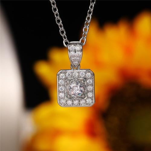 Cubic Zircon Micro Pave Brass Necklace, fashion jewelry & micro pave cubic zirconia & for woman, more colors for choice, 18x11mm, Sold Per Approx 45 cm Strand