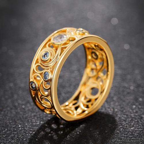 Cúbicos Circonia Micro Pave anillo de latón, metal, unisexo & diverso tamaño para la opción & micro arcilla de zirconia cúbica, dorado, Vendido por UD