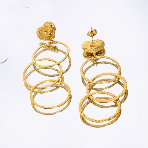 Edelstahl Tropfen Ohrring, 304 Edelstahl, 18K vergoldet, Modeschmuck & für Frau, goldfarben, 85mm, verkauft von Paar