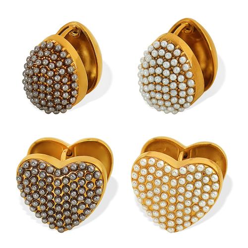 Edelstahl-Hebel zurück-Ohrring, 304 Edelstahl, mit Kunststoff Perlen, Modeschmuck & verschiedene Stile für Wahl & für Frau, goldfarben, verkauft von Paar