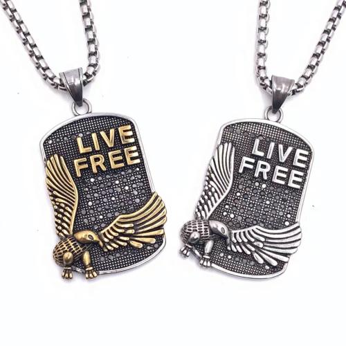 Stainless Steel Jewelry Necklace, 304 Stainless Steel, different length for choice & different styles for choice & for man & with rhinestone, more colors for choice, 48x32mm, Sold By PC